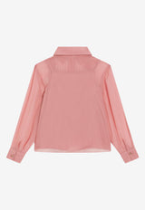 Dolce & Gabbana Kids Girls Chiffon Ruffled Silk Shirt Pink L56S27 FU1AT F0473