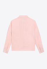 Dolce & Gabbana Kids Girls DG Logo Plaque Silk Shirt Pink L56S30 FU1A8 F0320