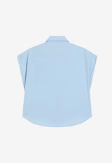Dolce & Gabbana Kids Girls Cropped Poplin Shirt Light Blue L56S34 FU5Y4 B1581