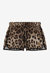 Dolce & Gabbana Kids Girls DG Logo Leopard Print Shorts Brown L5J845 ONO11 HY13M