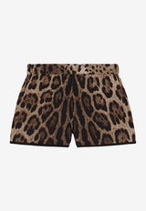 Dolce & Gabbana Kids Girls DG Logo Leopard Print Shorts Brown L5J845 ONO11 HY13M
