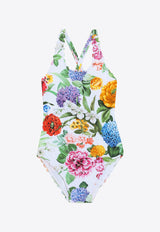 Dolce & Gabbana Kids Girls Floral Print One-Piece Swimsuit Multicolor L5J858 ON04R HA5KU