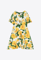 Dolce & Gabbana Kids Girls Rose Print Dress L5JD7W FSG79 HA3VO Multicolor