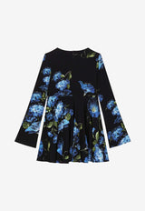 Dolce & Gabbana Kids Girls Bluebell Print Long-Sleeved Dress L5JD8Q FSG8Y HN4YH