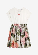 Dolce & Gabbana Kids Girls Hydrangea Print DG Logo Jersey Dress Multicolor L5JDAU G7PQP S9000