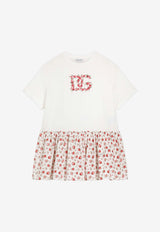 Dolce & Gabbana Kids Girls DG Logo Rose Print Dress White L5JDB8 G7PVM S9000