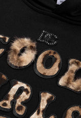 Dolce & Gabbana Kids Girls Leopard Cool Girls Patch Hooded Dress Black L5JDBD G7PZQ N0000