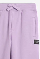 Dolce & Gabbana Kids Girls Logo Patch Track Pants Lilac L5JPD7 G7M4V F3904