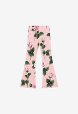 Dolce & Gabbana Kids Girls Rose Print Flared Pants Pink L5JPD8 FSG9X HF5IZ