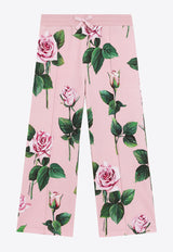 Dolce & Gabbana Kids Girls Rose Print Track Pants Pink L5JPF7 HS7P0 HF5IZ