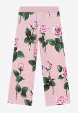 Dolce & Gabbana Kids Girls Rose Print Track Pants Pink L5JPF7 HS7P0 HF5IZ