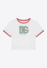 Dolce & Gabbana Kids Girls Logo Patch T-shirt L5JTNE G7M6E W0800 White