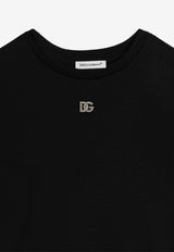 Dolce & Gabbana Kids Girls DG Rhinestones T-shirt Black L5JTNJ G7P2C N0000