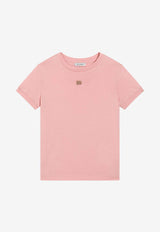 Dolce & Gabbana Kids Girls Crystal DG Logo T-shirt Pink L5JTNJ G7O3N F0660
