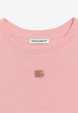 Dolce & Gabbana Kids Girls Crystal DG Logo T-shirt Pink L5JTNJ G7O3N F0660