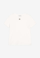 Dolce & Gabbana Kids Girls Crystal DG Logo Crewneck T-shirt White L5JTNJ G7O3N W0111