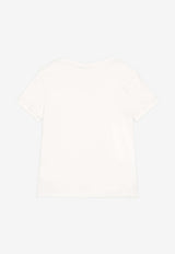 Dolce & Gabbana Kids Girls Crystal DG Logo Crewneck T-shirt White L5JTNJ G7O3N W0111