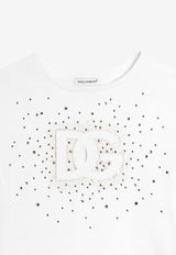 Dolce & Gabbana Kids Girls DG Crystal Embellished T-shirt White L5JTNK G7PMC W0111