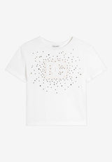 Dolce & Gabbana Kids Girls DG Crystal Embellished T-shirt White L5JTNK G7PMC W0111