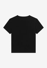 Dolce & Gabbana Kids Girls Rhinestone DG Logo T-shirt Black L5JTNK G7N6B N0000