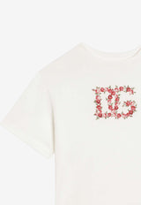 Dolce & Gabbana Kids Girls Floral DG Logo Print T-shirt White L5JTNL G7PVF W0111