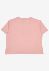 Dolce & Gabbana Kids Girls Rhinestone DG Logo Knotted T-shirt Pink L5JTOV G7O0X F0660