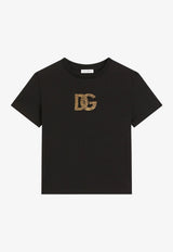Dolce & Gabbana Kids Girls DG Rhinestones T-shirt Black L5JTOX G7PMB N0000