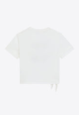 Dolce & Gabbana Kids Girls DG Logo Patch Knotted T-shirt White L5JTOZ G7O2A W0111