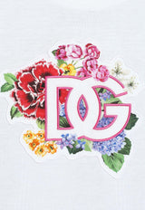 Dolce & Gabbana Kids Girls Floral DG Logo Patch T-shirt Multicolor L5JTPC G7O3X S9000