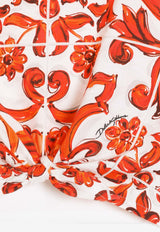 Dolce & Gabbana Kids Girls Majolica Print Knotted Cropped T-shirt Multicolor L5JTPG G7P4M S9000