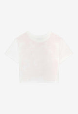 Dolce & Gabbana Kids Girls Majolica Print Knotted Cropped T-shirt Multicolor L5JTPG G7P4M S9000