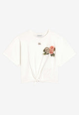 Dolce & Gabbana Kids Girls Flower Applique Cropped T-shirt White L5JTPV G7PQN W0111