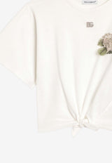 Dolce & Gabbana Kids Girls Flower Applique Cropped T-shirt White L5JTPV G7PQN W0111