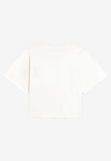 Dolce & Gabbana Kids Girls Flower Applique Cropped T-shirt White L5JTPV G7PQN W0111
