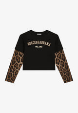 Dolce & Gabbana Kids Girls Leopard Print Long-Sleeved T-shirt Black L5JTPZ G7PRX S9000
