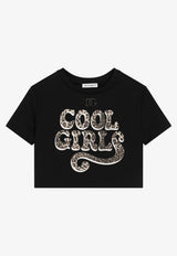 Dolce & Gabbana Kids Girls Cool Girls Cropped T-shirt Black L5JTQH G7PXF N0000
