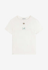 Dolce & Gabbana Kids Girls Crystal-Embellished DG and Bow T-shirt White L5JTQM G7PYG W0111