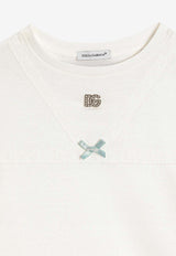 Dolce & Gabbana Kids Girls Crystal-Embellished DG and Bow T-shirt White L5JTQM G7PYG W0111