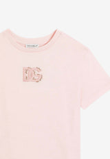 Dolce & Gabbana Kids Girls Embellished DG Logo T-shirt Pink L5JTQU G7P0K F0662