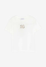 Dolce & Gabbana Kids Girls Embellished DG Logo T-shirt White L5JTQU G7P0K W0111