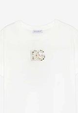 Dolce & Gabbana Kids Girls Embellished DG Logo T-shirt White L5JTQU G7P0K W0111