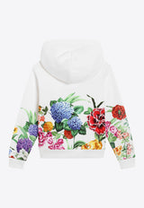 Dolce & Gabbana Kids Girls Floral Print Zip-Up Hoodie White L5JWAU II7GX HA5KU