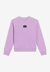 Dolce & Gabbana Kids Girls Logo Tag Crewneck Sweatshirt Lilac L5JWBU G7M4V F3904