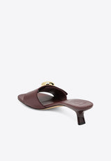 Loewe 45 Pebble Mules in Calf Leather Bordeaux L815465XAZLE/R_LOEW-7110