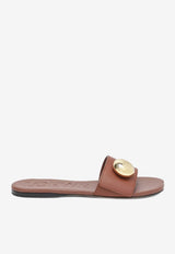 Loewe Pebble Leather Flat Slides Brown L815465XB0LE/S_LOEW-7889