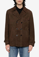 Tom Ford Suede Leather Overcoat LAR004-LMS017S25 KB615 Brown