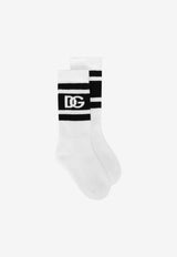 Dolce & Gabbana Kids Boys DG Logo Socks White LBKAC5 JBCAC S9002