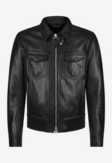 Tom Ford Nappa Leather Zip-Up Jacket LBS061-LMN014S24 LB999 Black