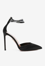 Aquazzura Luce 105 Crystal-Embellished Satin Pumps Black LCEHIGP0-SAT000 BLACK