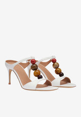 Malone Souliers Lena 70 Beaded Nappa Leather Sandals White LENA 70-1 WHITE